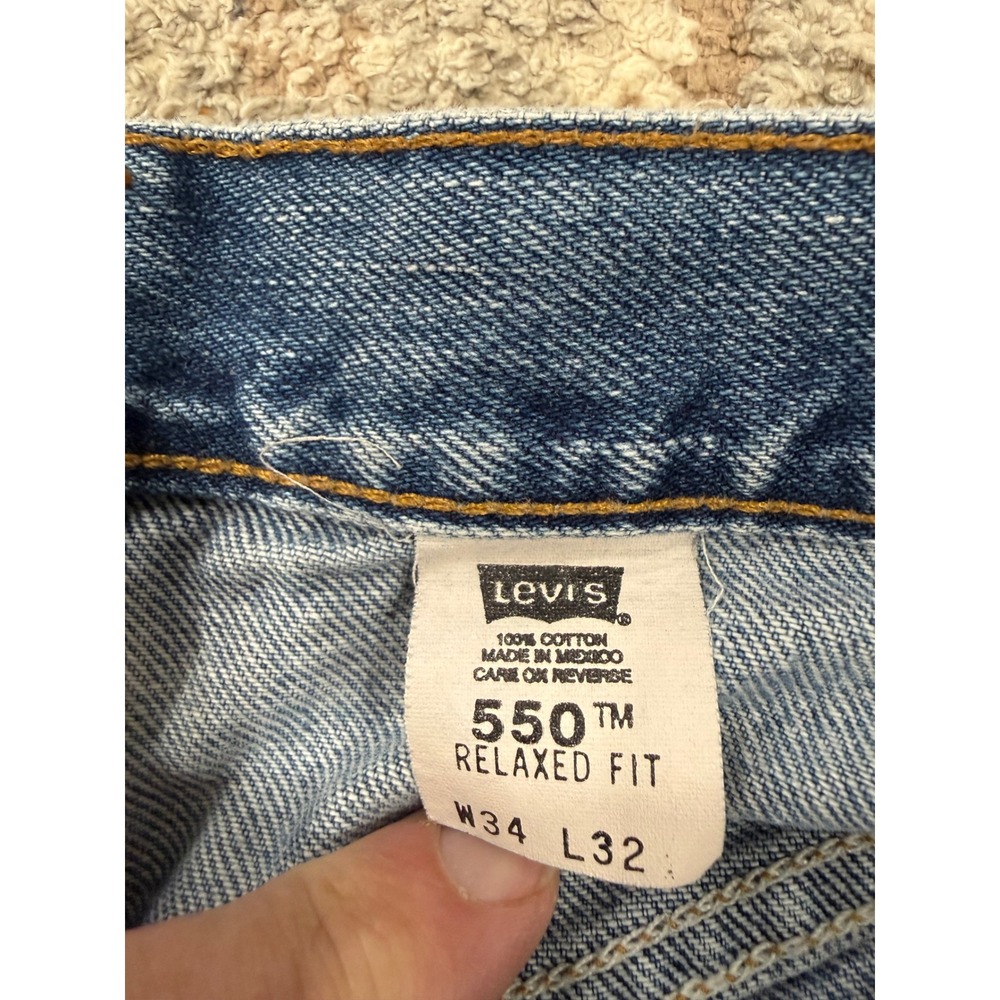 Levis 550 Relaxed Fit Mens Jeans 34x32 Medium Wash Blue Denim 00550-4891 Vintage - Picture 6 of 16